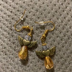 Gold  angels Crystal raindrops Crystal heads